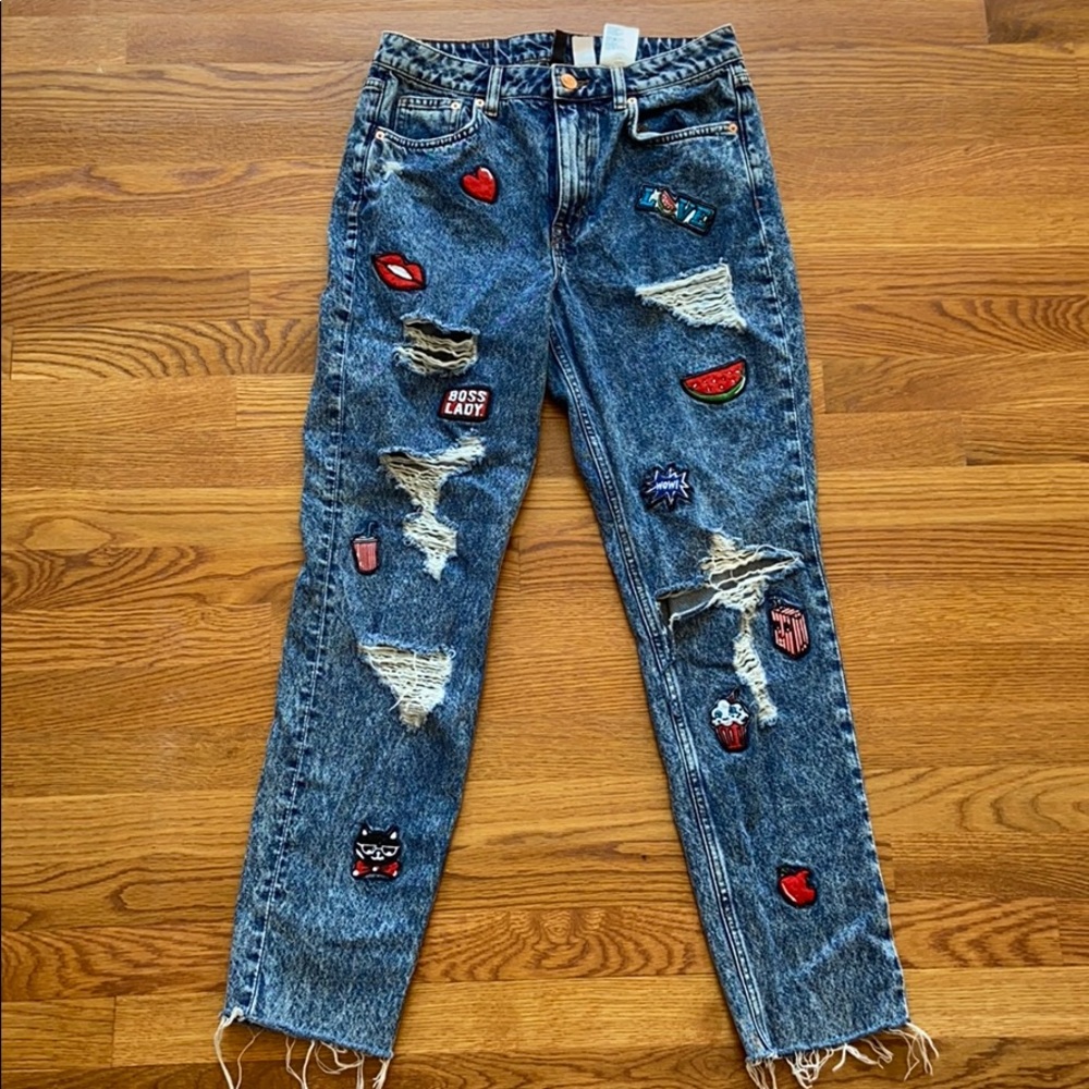 H&M Patch Ripped Jeans